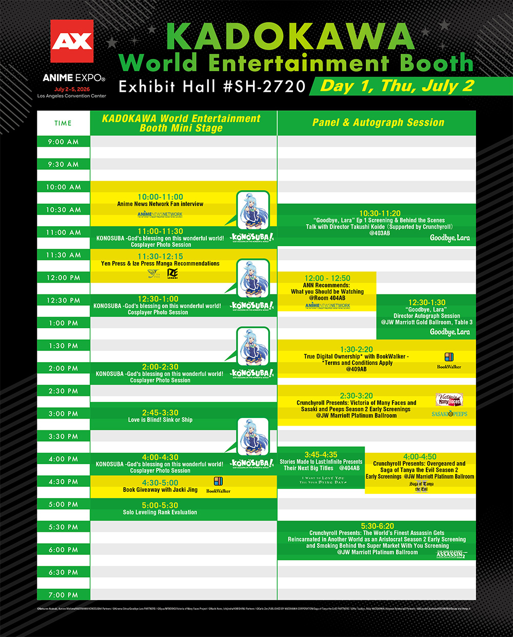 Booth Schedule